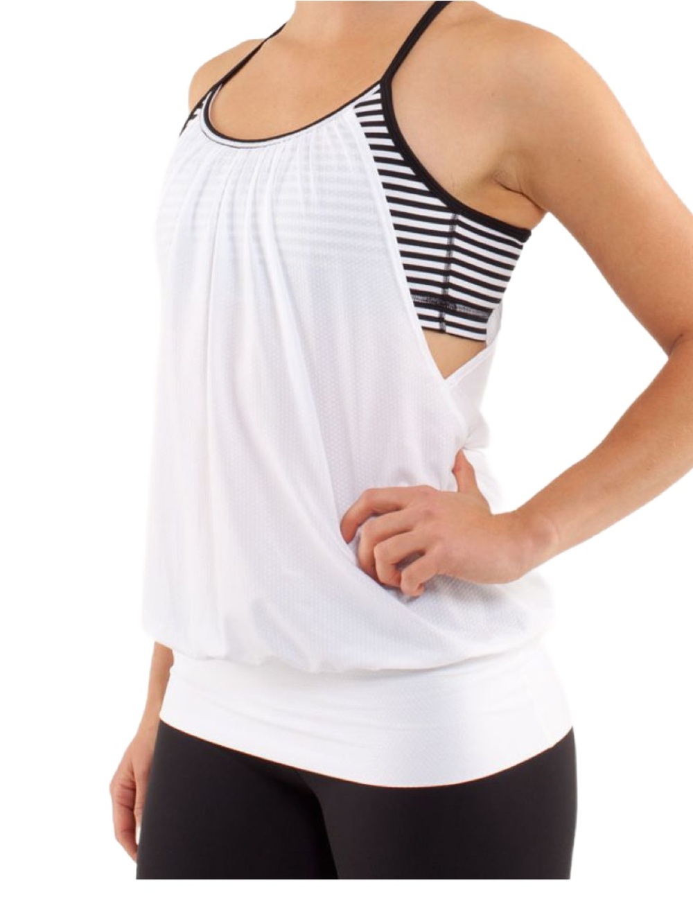 Lululemon 2012 No Limits Tank Classic White and Black Stripes Size 4